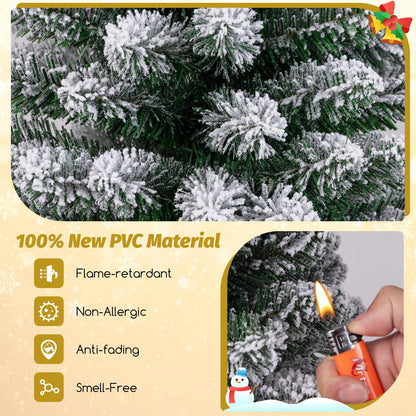 120/150 CM Snow Flocked Artificial Christmas Tree with 240/328 Branch Tips