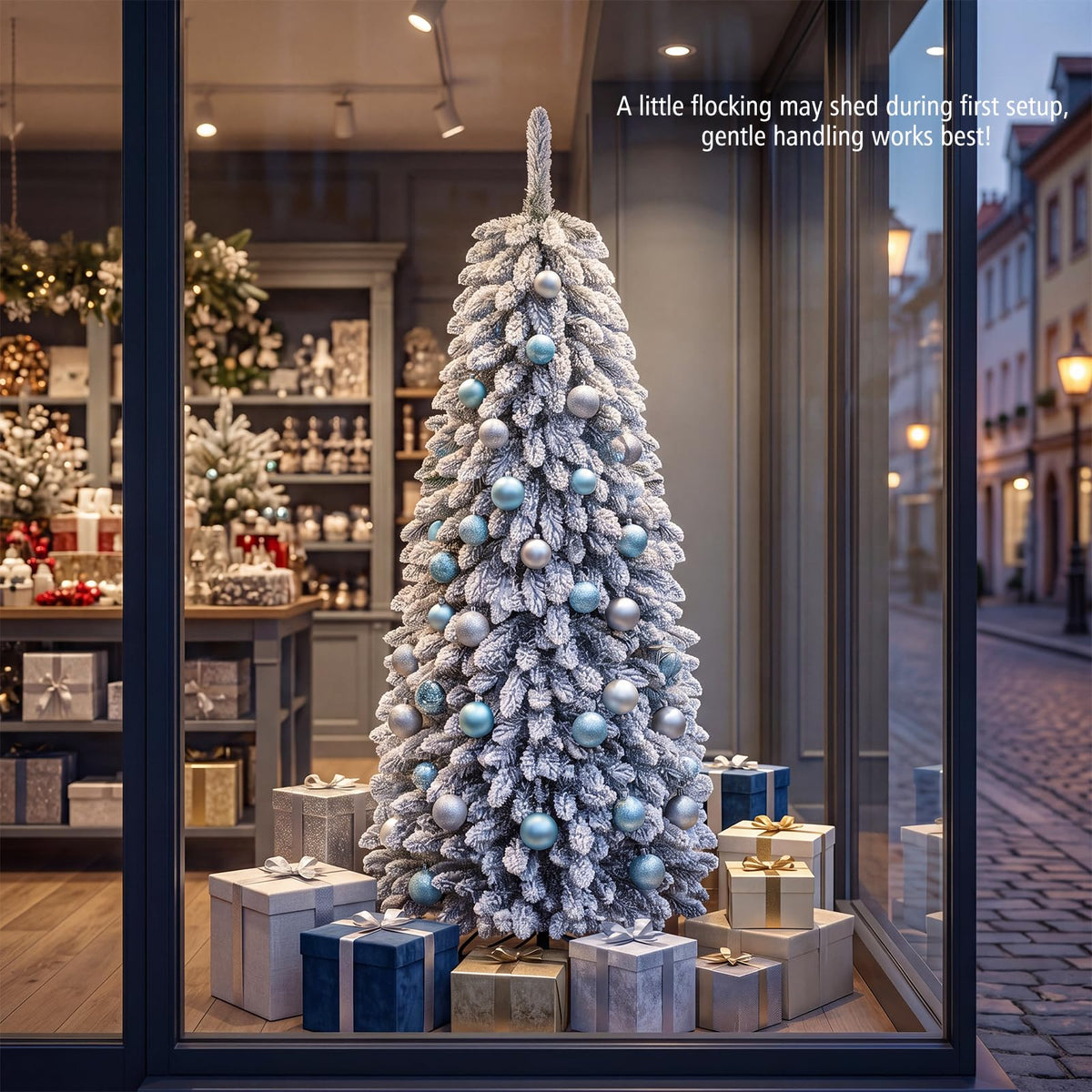 6FT Pop up Artificial Christmas Tree, Snow Flocked Xmas Tree