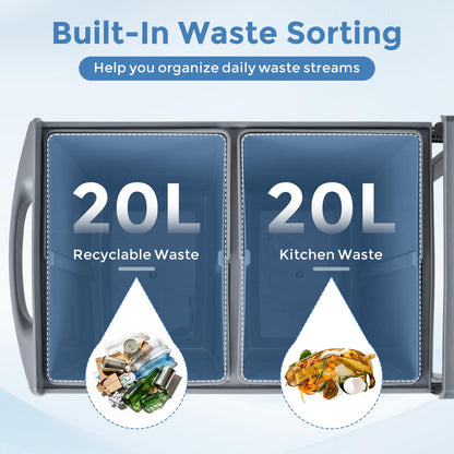 40L Built-in Pull Out Trash Can Under Cabinet Under Sink