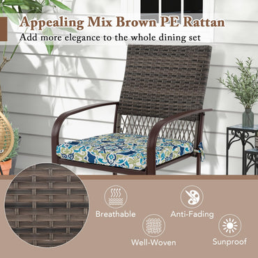 Square Garden Table with 4 Rattan Armchairs