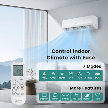 9000 BTU (2.6 kW) Mini Split Air Conditioner A++ Energy Efficient AC Unit