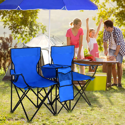 Portable Folding Loveseat with Umbrella & Carrying Bag