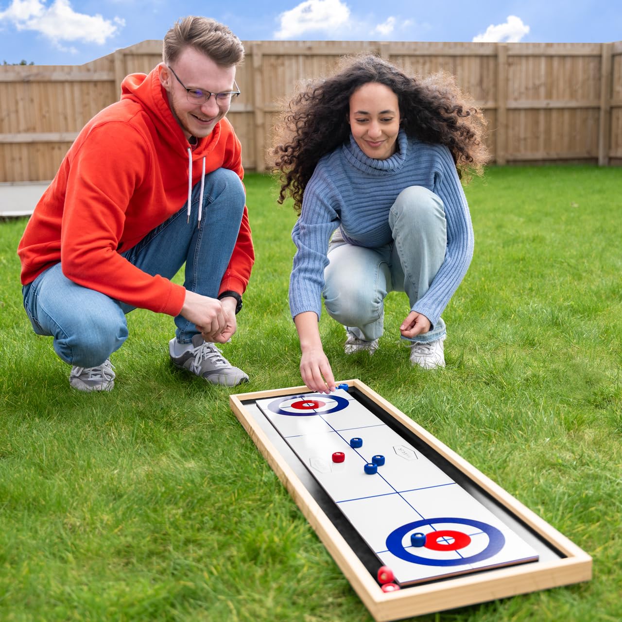 2-In-1 Tabletop Curling Game & Shuffleboard Board Games