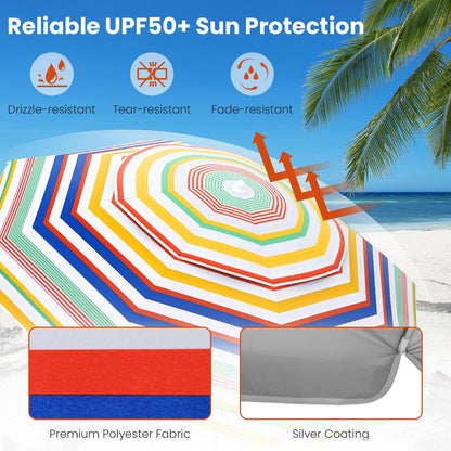 178 cm Beach Umbrella Sun Protection Portable Outdoor Sunshade Parasol for Sand