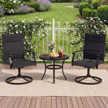 Swivel Garden Chairs Set of 2, Patio Dining Chairs with Backrest & Armrest