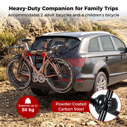 3-Bike Trunk Mount Bike Rack with Anti-Sway and Soft Padding
