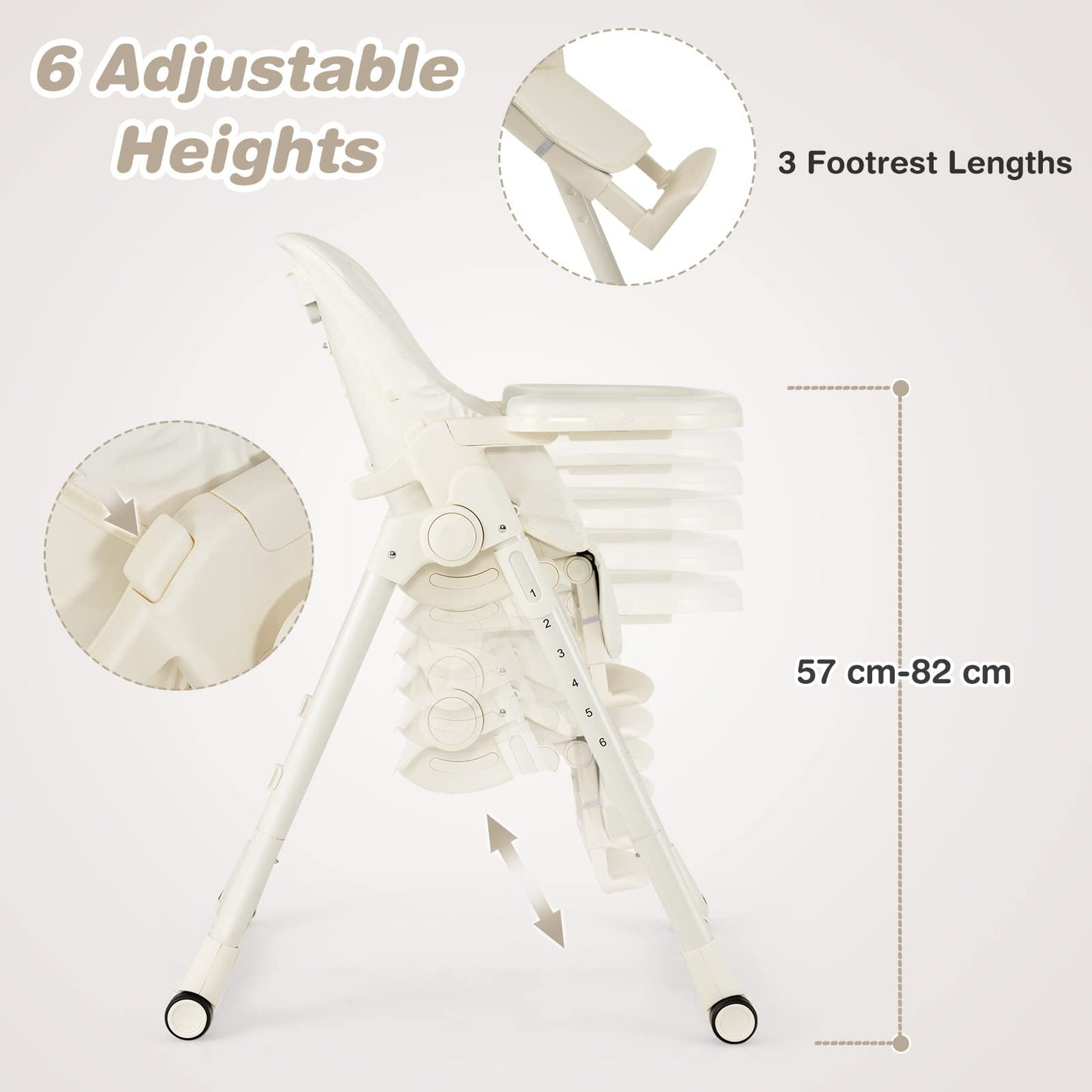 Giantex High Chairs for Babies and Toddlers Foldable Baby Highchair with Adjustable Backrest
