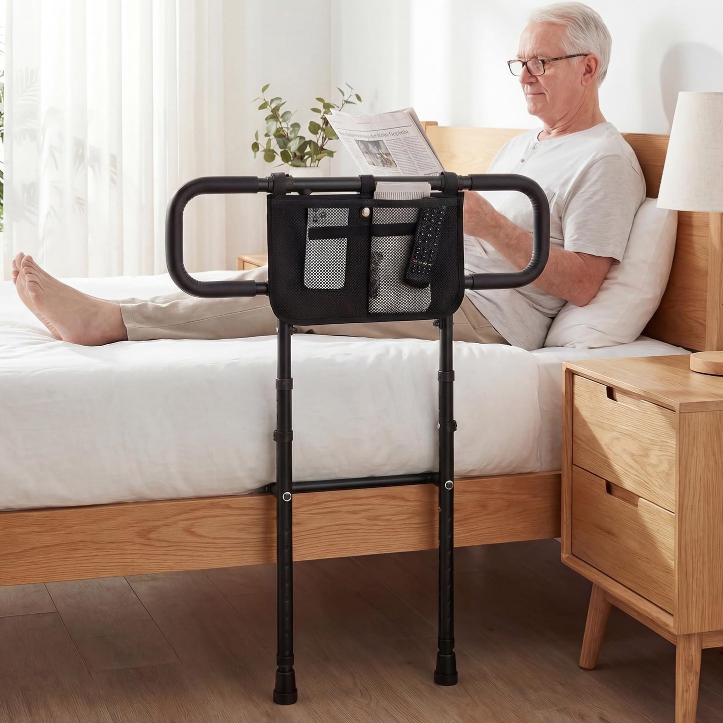 Bed Rails for Elderly Adults, Foldable Safety Bed Assist Rail Bedside Handrail Bar