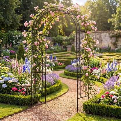 Metal Garden Arch, Large Archway Trellis Pergola Arbour for Rose Vines Climbing Plant, Patio Arbor Decoration Stand