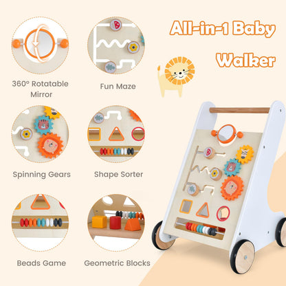Toddler Push Walker with Handle & Rubber Wheels