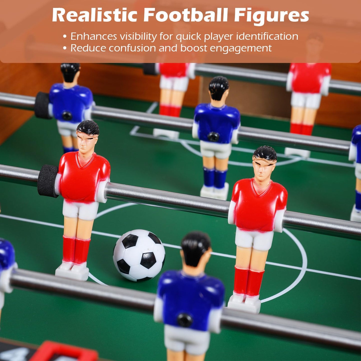 Table Top Football Game, 51 x 31cm Foosball Table with 2 Balls, Score Keepers