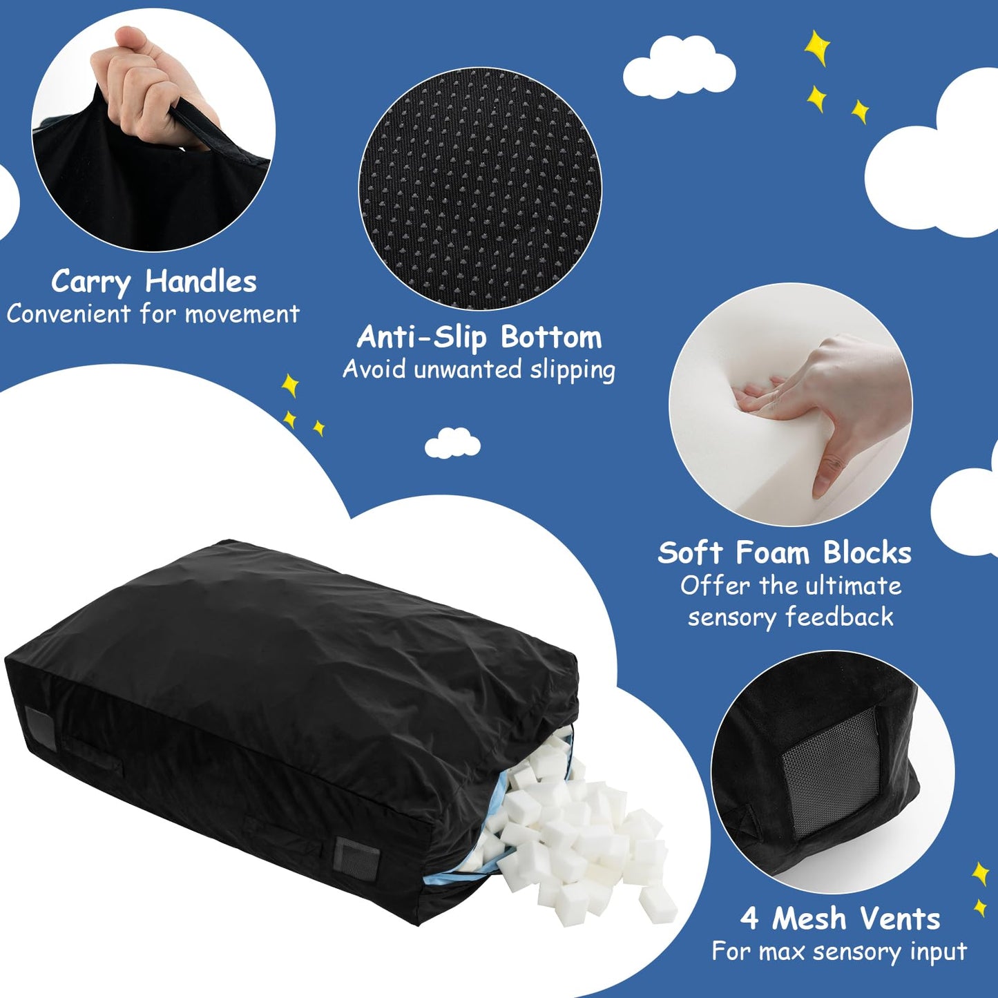 Crash Pad for Children, 4 x 3 FT Soft Sensory Mat