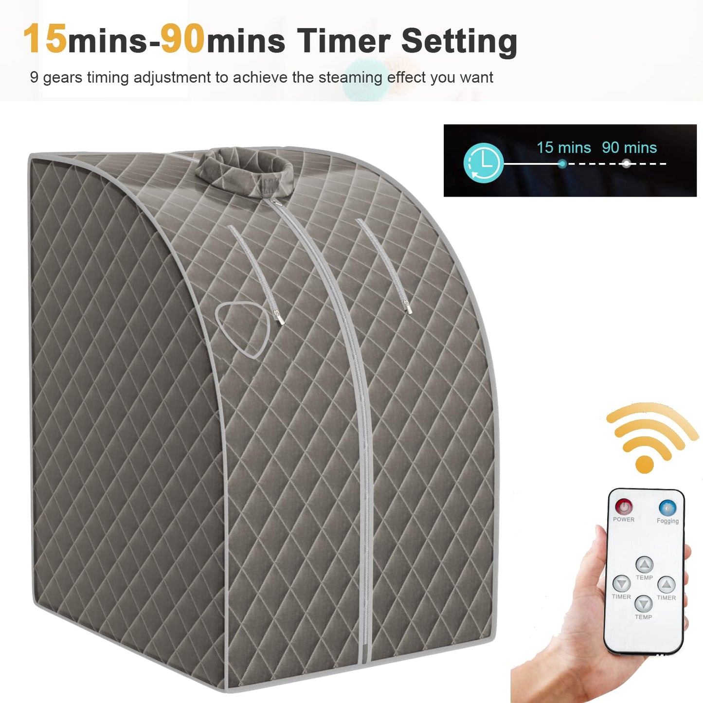 3L Portable Steam Sauna with 9-Level Temperature and Folding Chair