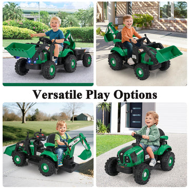 4-in-1 12V Kids Ride on Excavator and Bulldozer with Remote Control