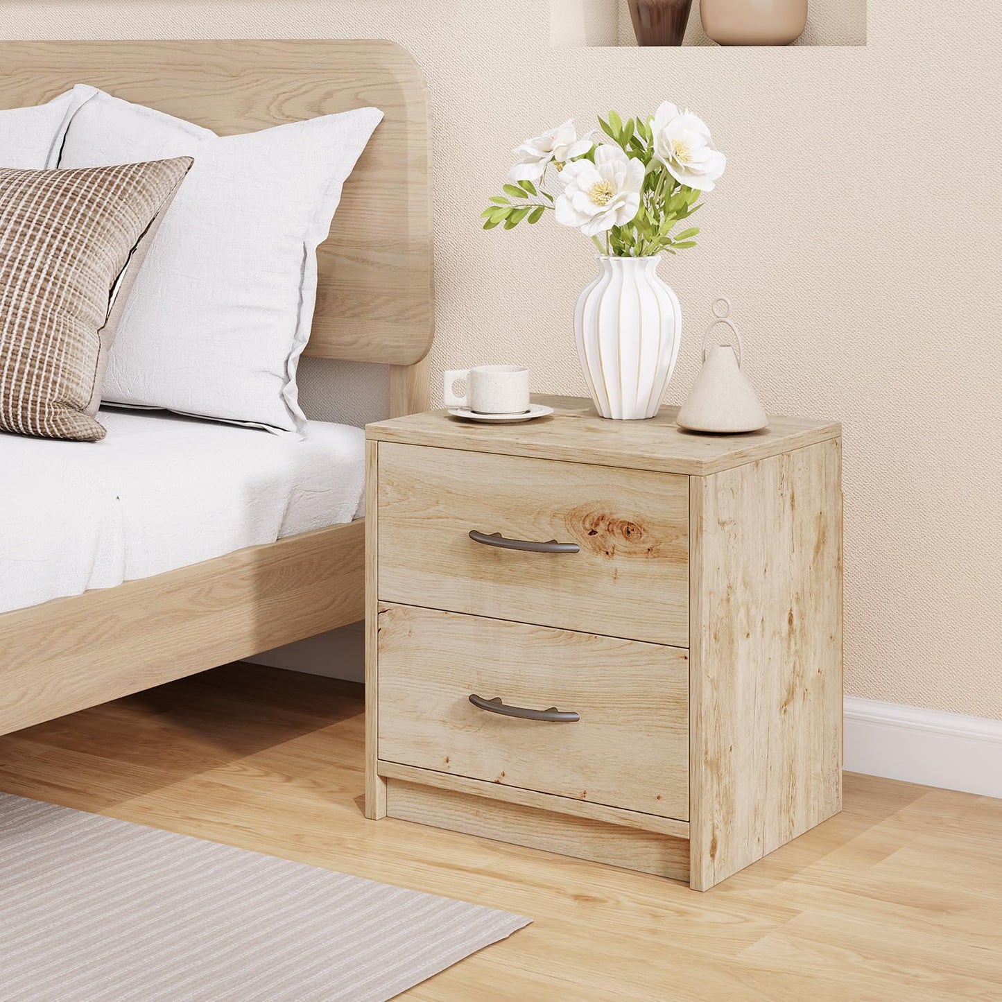 2-Drawer Nightstand with Storage for Living Room Bedroom
