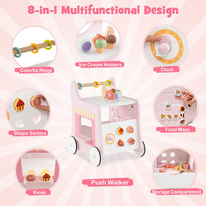 8 in 1 Toddler Push and Pull Learning Activity Center with Teaching Clock