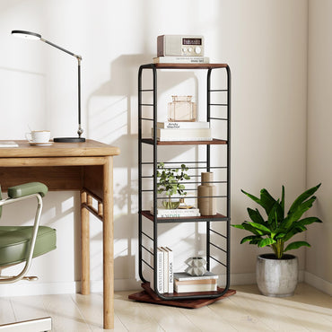 4-Tier Rotating Bookshelf, 360° Spinning Bookcase Tower with Swivel Base