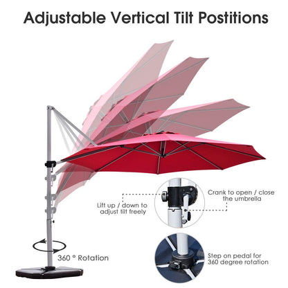3.3m Patio Cantilever Umbrella with Tilting Adjustment and Cross base