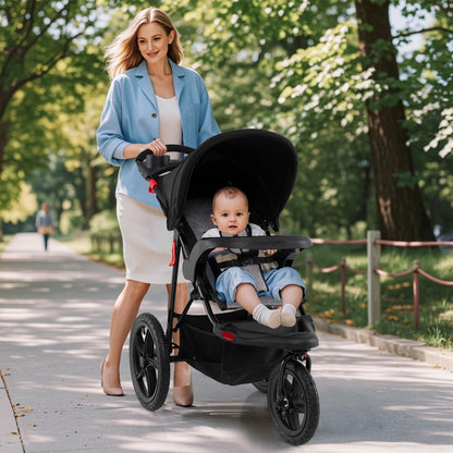 Foldable Jogging Stroller with Adjustable Canopy Reclining Seat