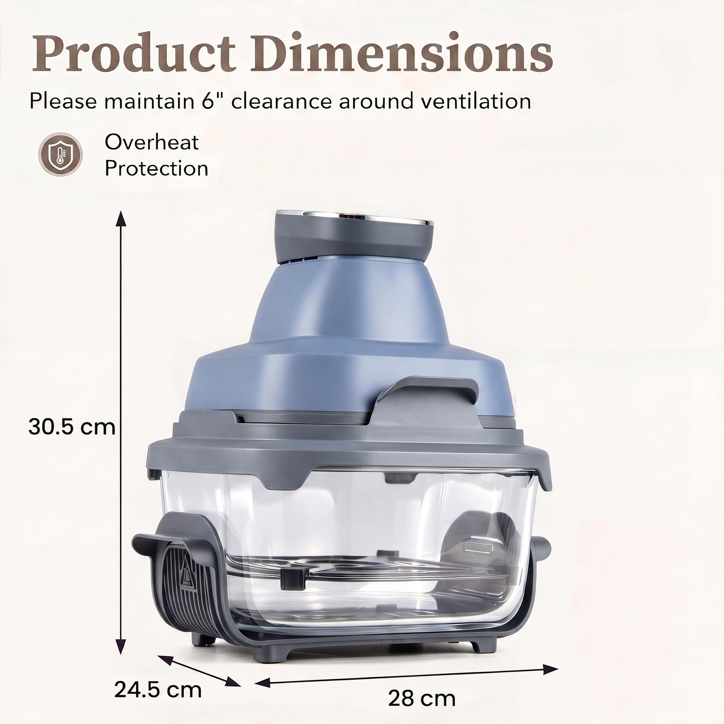 GiantexUK Portable Glass Air Fryer, 6-in-1 Healthy Cooking System