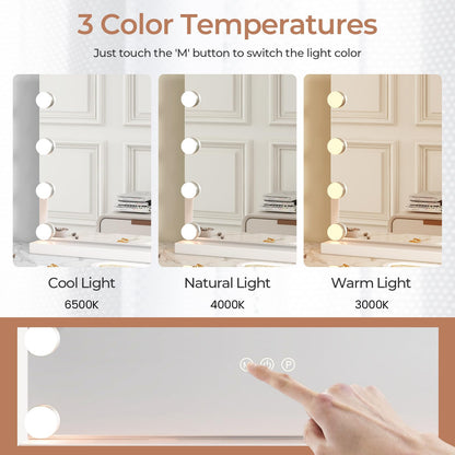 Hollywood Vanity Mirror with with 3 Color Lighting Modes for Tabletop