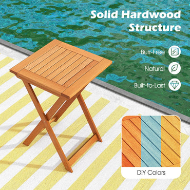 50cm Folding Table Outdoor Bistro Table with Slatted Tabletop