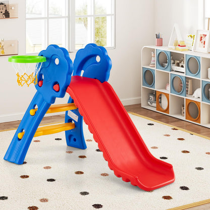 3 in 1 Toddler Slide with Basketball Hoop for Indoor and Outdoor Playground