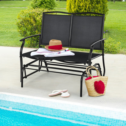 Patio Double Steel Frame Fabric Swing Gliding Chair Loveseat