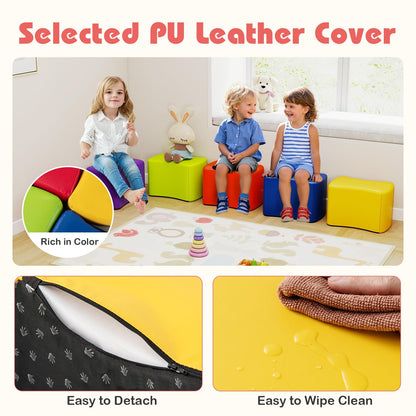 6-Piece Butterfly Stools Modular Soft Foam Seating Set with Waterproof PU Cover