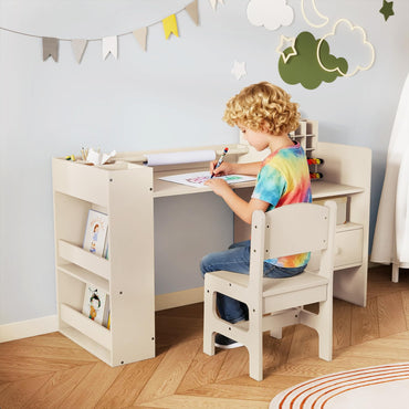 Kids Art Table and Chair Set with Removable Paper Roll Holder