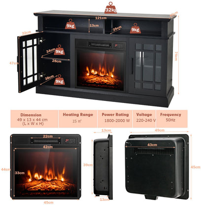 48cm Fireplace TV Stand with LED Lights Entertainment Center for 65 Inch TV