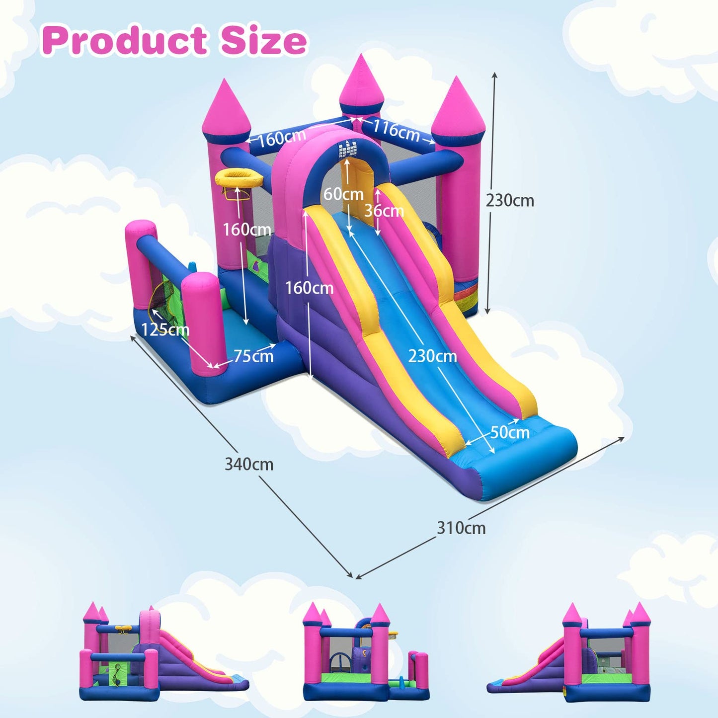 Inflatable Bouncy Castle, Kids Bounce House with 680W Blower
