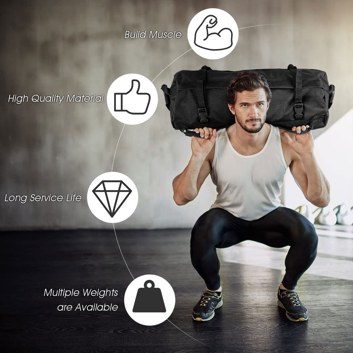 27 KG Heavy Duty Adjustable Training Sandbag of 1680D Oxford Cloth 500D PVC Net Cloth