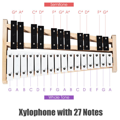 27 Notes Full Size Glockenspiel Xylophone with Carrying Bag
