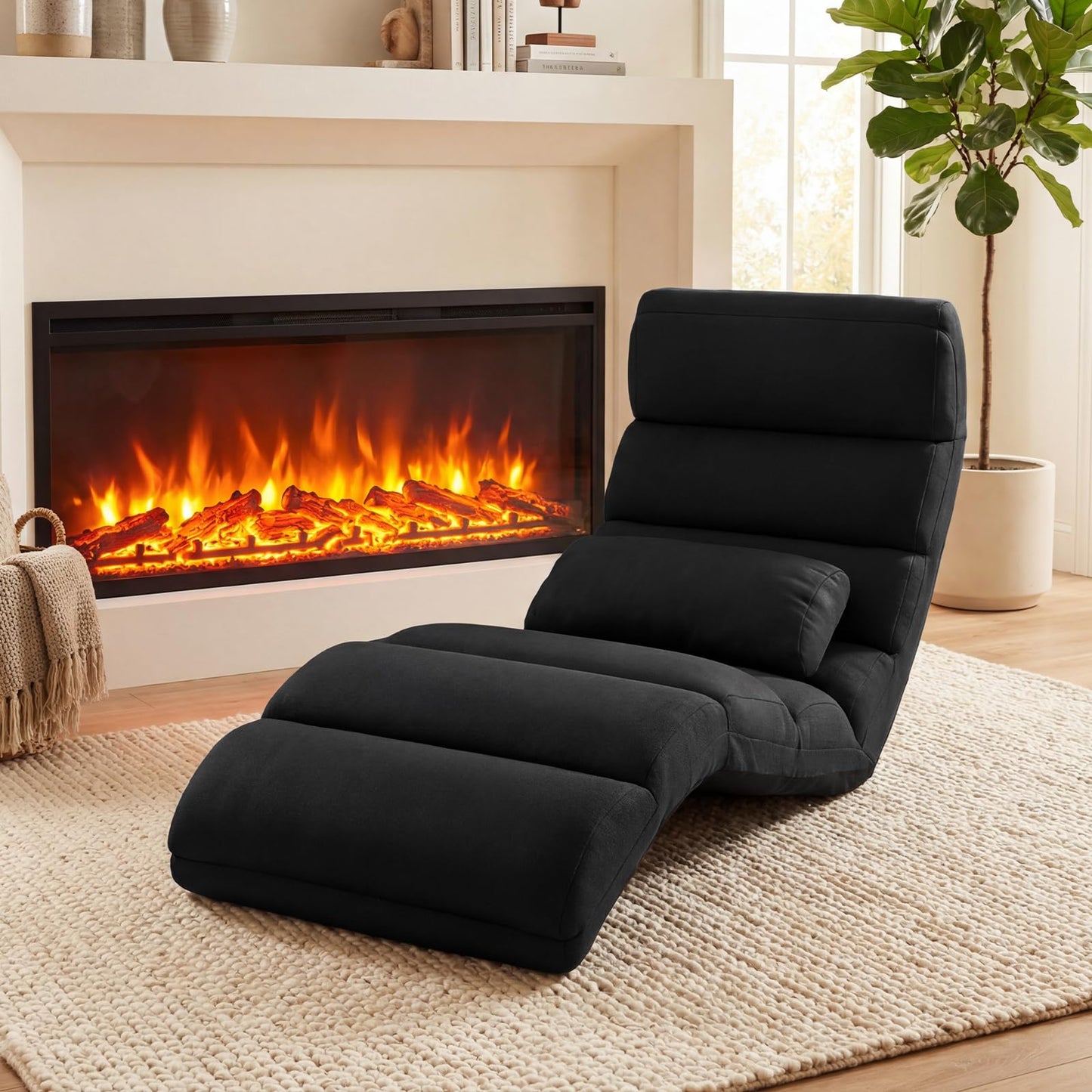 Folding Sofa Bed, 5-Position Adjustable Lazy Floor Sofa Chair Bed