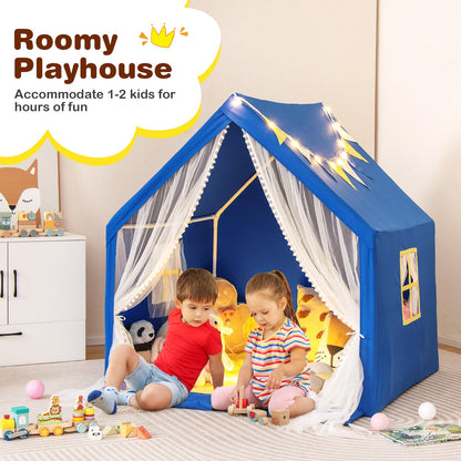 Kids and Toddlers Playhouse with Washable Cotton Mat and Star Lights and Windows