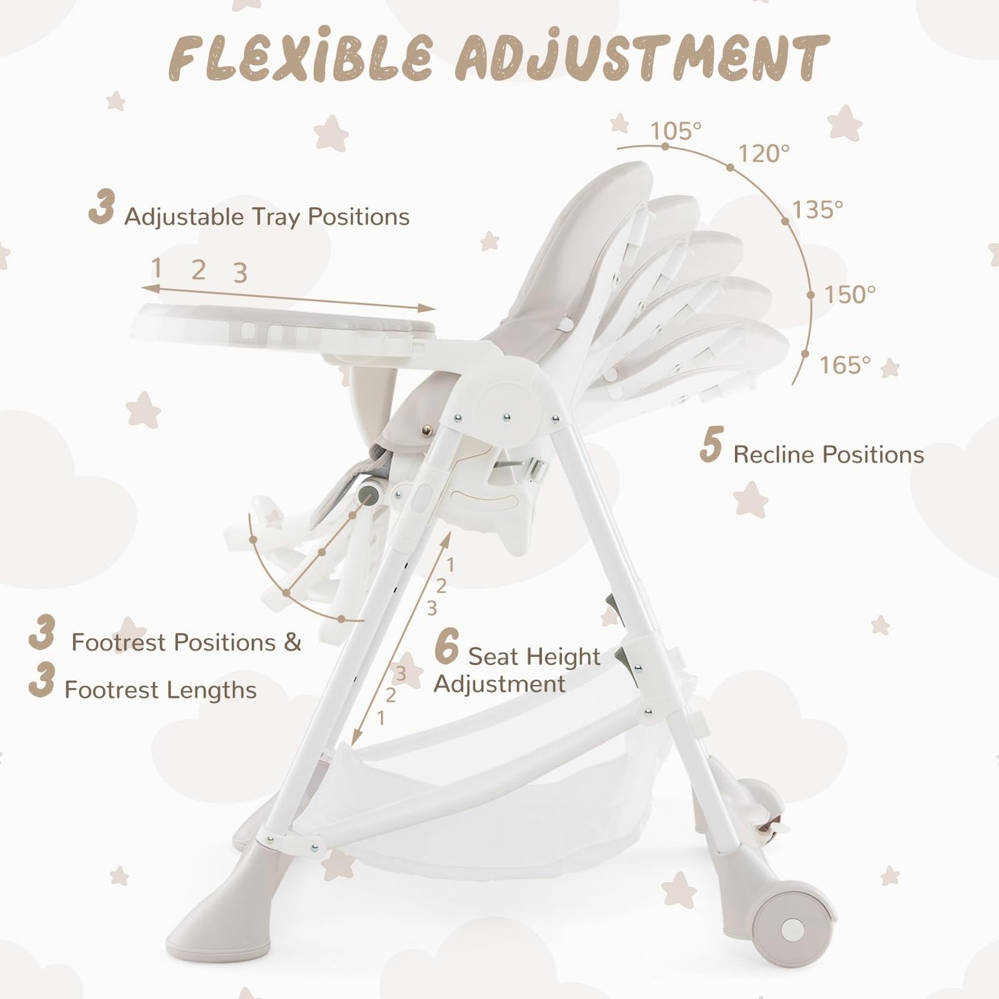 Folding Infants Highchair with Storage Basket
