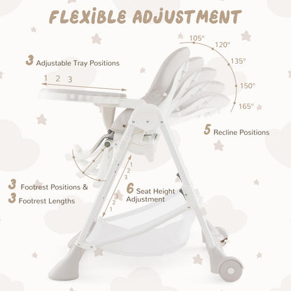 Folding Infants Highchair with Storage Basket