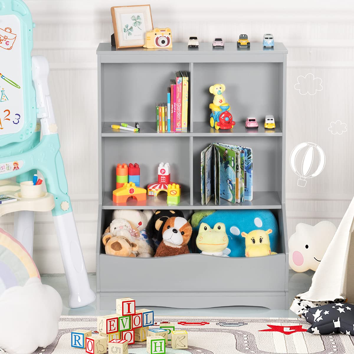 Kids Bookshelf and Toy Organizer