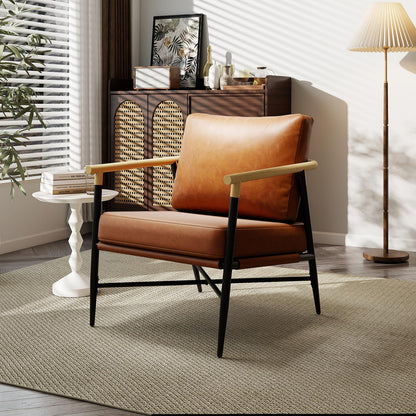 PU Leather Accent Chair with Removable Back Pillow