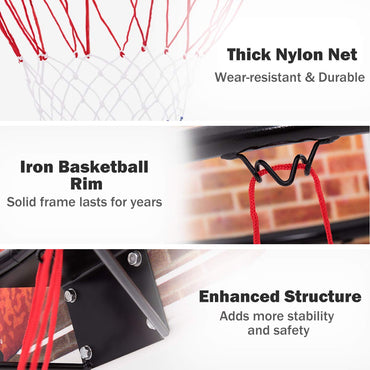 Indoor Outdoor Wall Mounted Basketball Hoop for Kids Adults