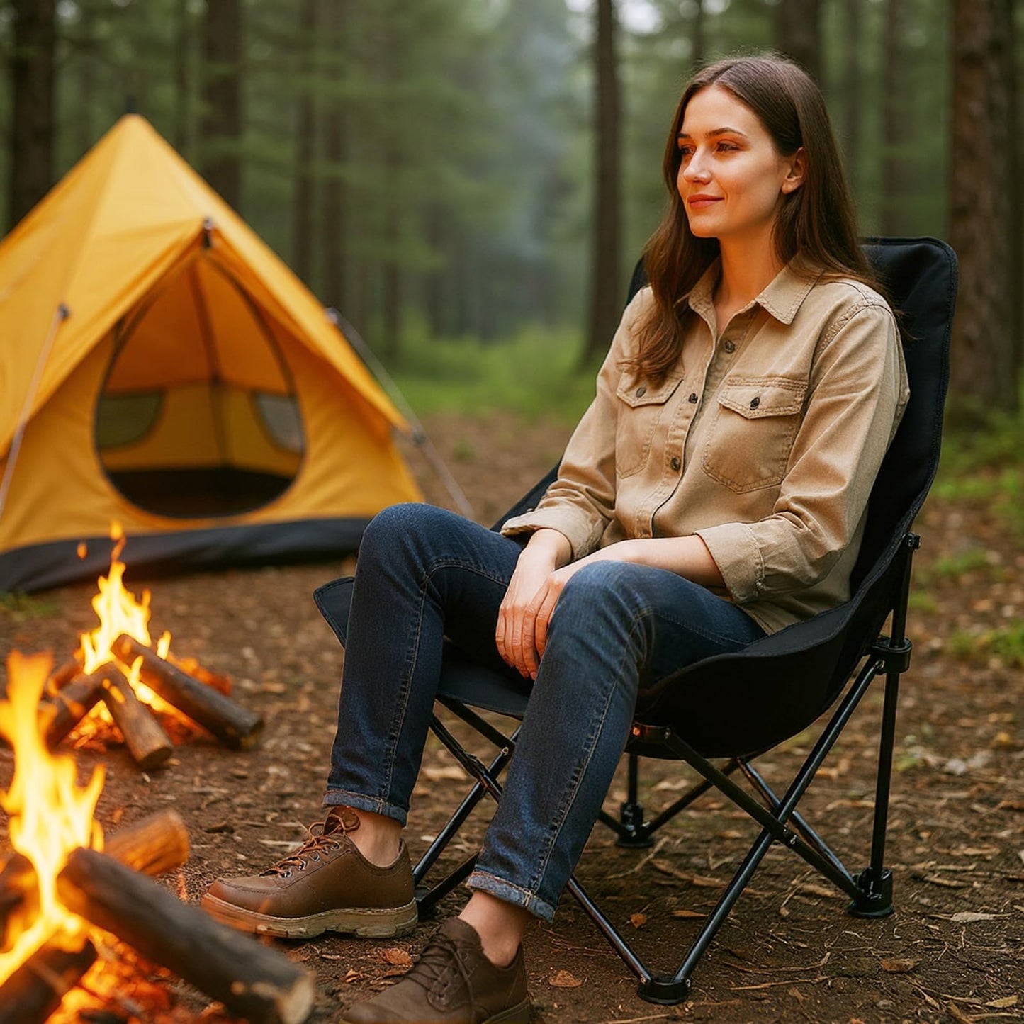 Folding Camping Chair, Lightweight Director Chair with Storage Pocket and Carrying Bag
