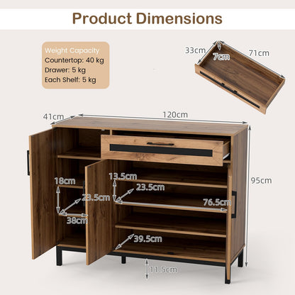 Storage Cabinet, Wooden Buffet Sideboard with Drawer, Doors, Removable Shelves