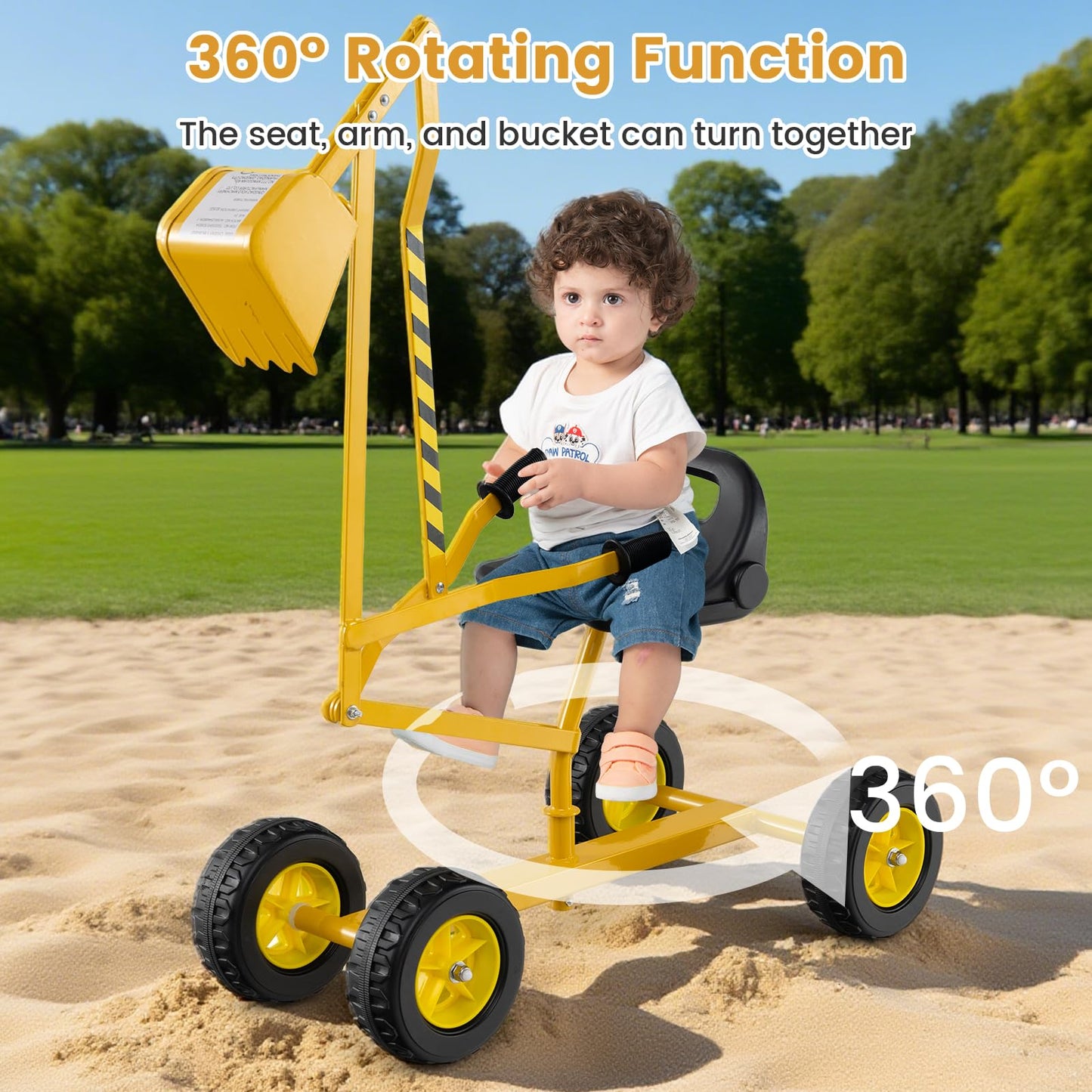 Children Construction Excavator with 2-Handed Controls