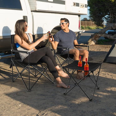 3 Piece Foldable Camping Chairs and Table Set