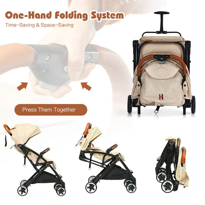 One-Hand Foldable Infant Pushchair with 5-Point Harness