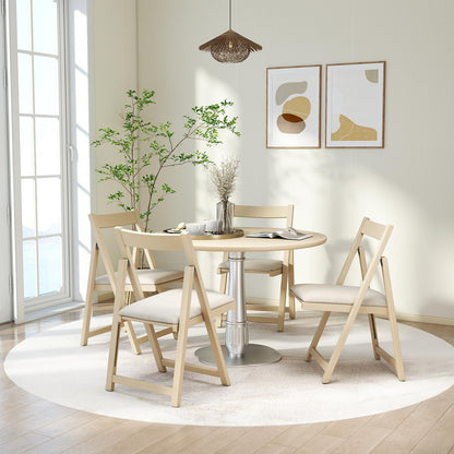 Foldable Dining Chair Set of 4 with Padded Seat and Curved Backrest