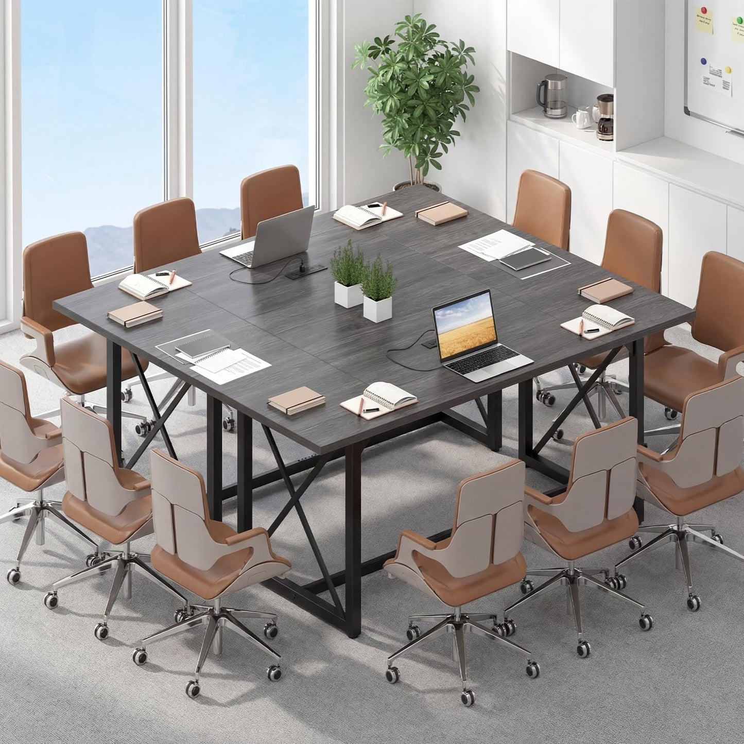180 CM Conference Table for 6-8 People with Heavy-Duty Metal Frame
