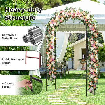 2.3M Metal Garden Arch with 4 Ground Stakes
