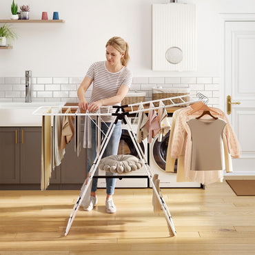 Clothes Airer, Foldable Drying Rack with Adjustable Wings